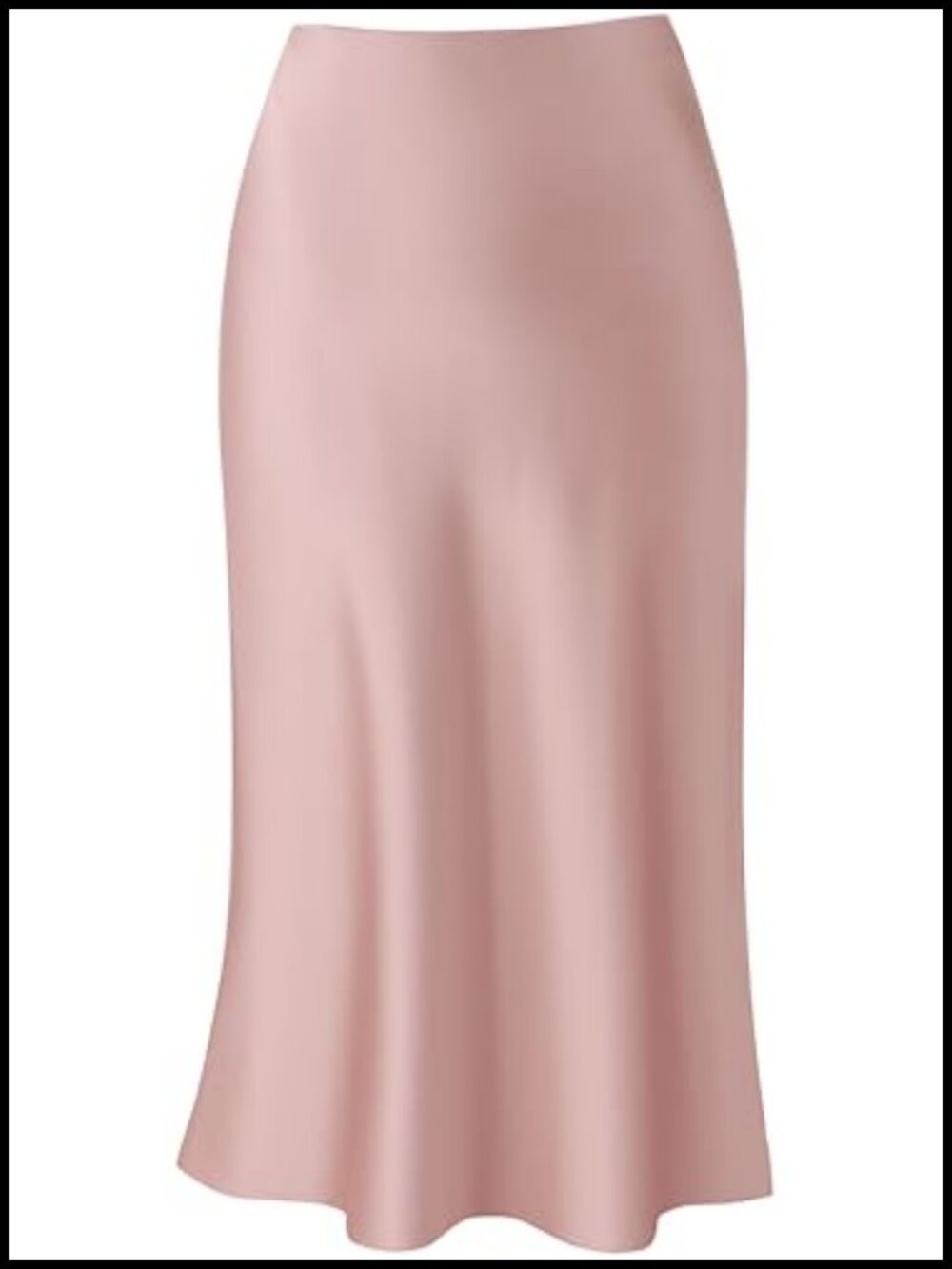 Women's Midi Skirt High Waist A-Line Satin Elastic Waistband